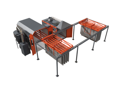 Полукольцевая (тупиковая)  линия порошковой окраски 